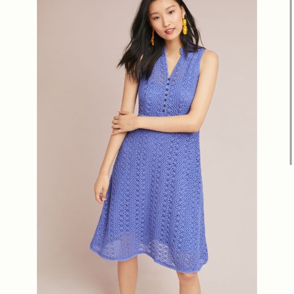 XL Crochet knit Anthropologie dress - TEAL version